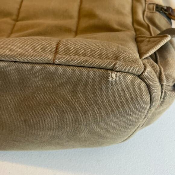 Augur Strauss Backpack Laptop Canvas Drawstring Leather Trim Boho Hiking Unisex - Picture 13 of 13